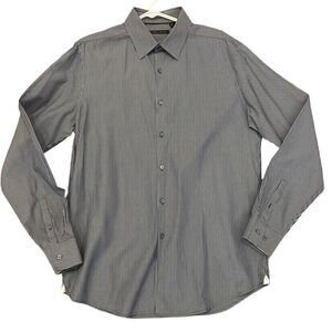 Theory Men's Blue and White Striped Dress Shirt Size‎ Large